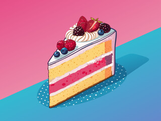 Bold Cake Slice Vibrant Gradient Premium Digital Asset Perfect for Editorial Content