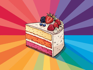 Featuring Bold Cake Slice Vibrant Gradient Vibrant High-Quality Stock Image