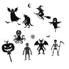 Monster Halloween Silhouette Set