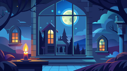 moonlit-night-with-one-candle-on-window--