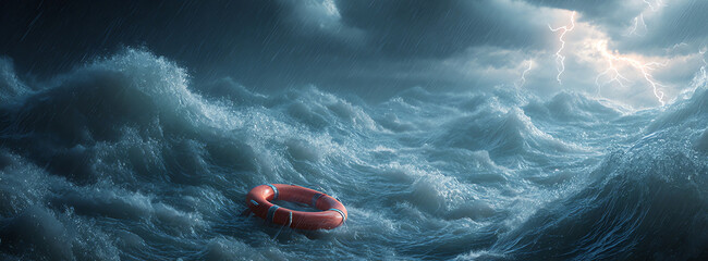 floating lifebuoy, AI gnerated