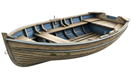 Wooden rowboat isolated on white
