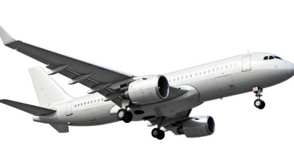 Commercial airplane in flight isolated on white
