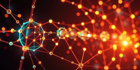 Futuristic network nodes glowing, digital connections,  energy,  digital