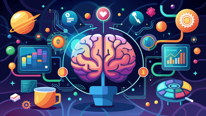 Obraz premium vector-brain-glowing-with-image-processing-icons--