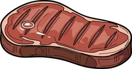 Grilled meat icon. Fried pork fillet steak vector illustration.