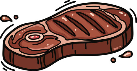 Grilled meat icon. Fried pork fillet steak vector illustration.