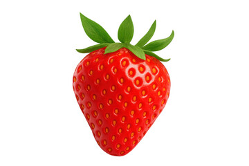 Fresh red strawberry fruit with green leaves isolated