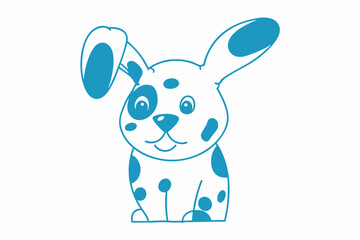 Charming blue puppy with whimsical spots stands cheerfully on a stark white backdrop