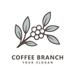 Coffee Branch Logo with Leaves and Cherries – Organic Branding Design for Café or Coffee Product