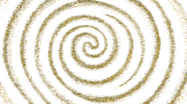 Golden spiral glitter effect, isolated on transparent background