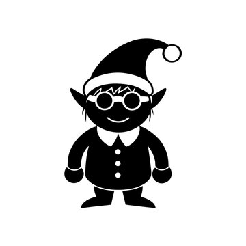 vector silhouette of a cartoon noddy wearing Christmas hat and sunglass