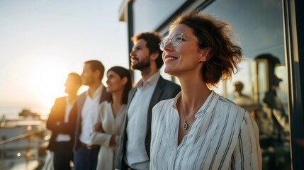 Business team looking forward, planning future success