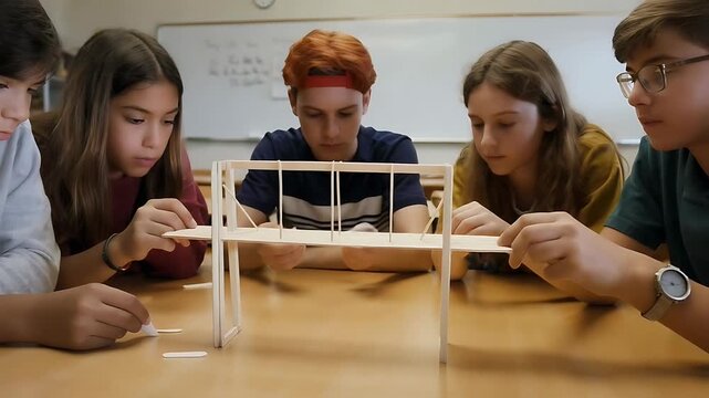 Collaborative Engineering: Students Building a Bridge Model