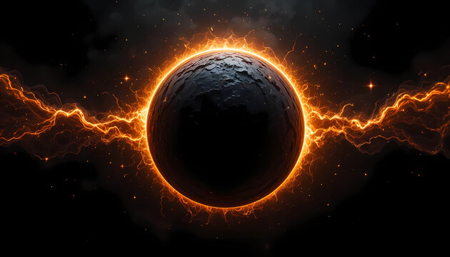 A glowing orb surrounded by electric energy, creating a captivating and otherworldly atmosphere