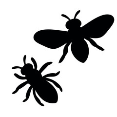 Silhouettes of a bee and a wasp against a white background representing insects