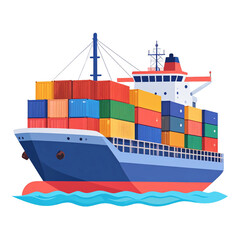Obraz premium An illustration of a large cargo ship laden with colorful shipping containers