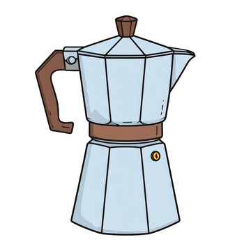 silver moka pot with brown handle clip art preview
