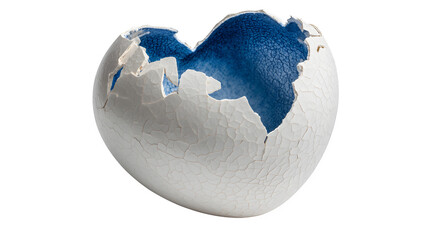 Cracked Eggshell with Blue Interior, isolated on transparent background