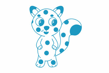 Obraz premium Cute cartoon spotted animal with large eyes cheerfully standing on a white background