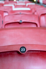 Seat number on red seating patch.