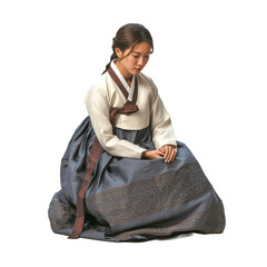 Serene Young Woman in Traditional Korean Hanbok Portrait