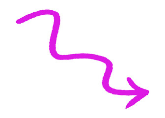 Hand drawn pink arrow. 