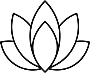 minimal lotus petal icon line art on transparent background