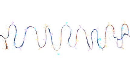 Colorful string lights, isolated on transparent background