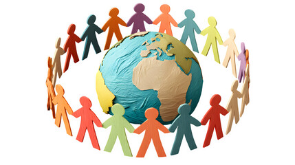 Global Unity Paper People Circle, isolated on transparent background