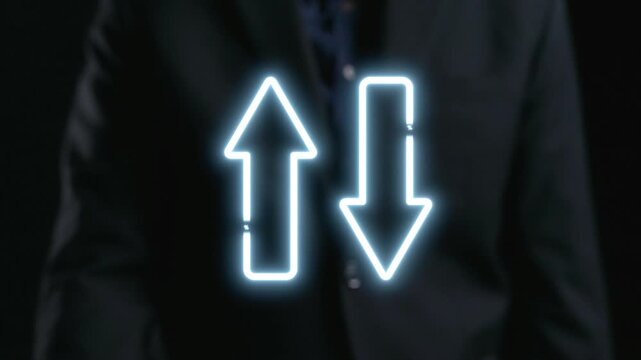 This image features a visual representation of quality improvement and cost reduction concepts with upward and downward arrows, emphasizing business growth strategies and success. Qubit