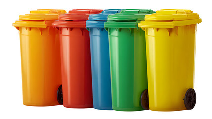 Colorful Recycling Bins, isolated on transparent background