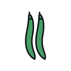 Green beans icon in modern color with outline for nutrition, grocery, and seasonal content.