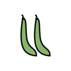 Green beans icon in colorful line for cooking, agriculture, and vegan projects.