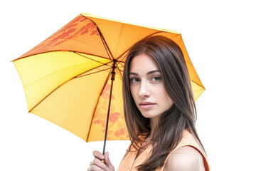 Young Woman with Colorful Umbrella in Studio Portrait