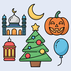 Holiday and Seasonal Festival Icon Pack