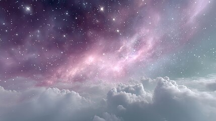 Vivid Cosmic Nebula Galaxy Glowing Purple Space Scene with Clouds