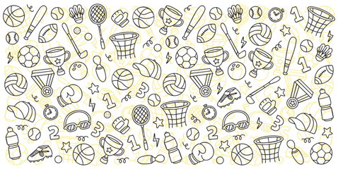 Hand drawn sports doodle element vector illustration
