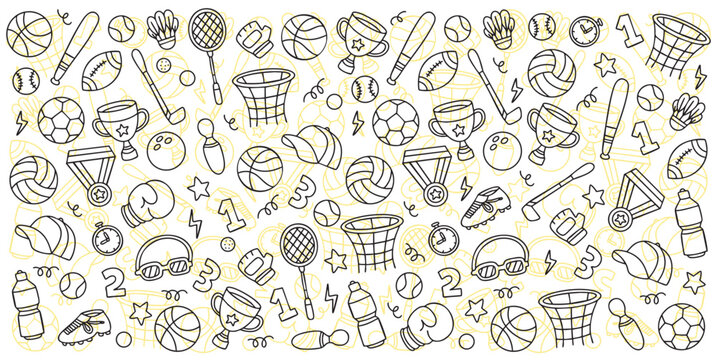 Hand drawn sports doodle element vector illustration