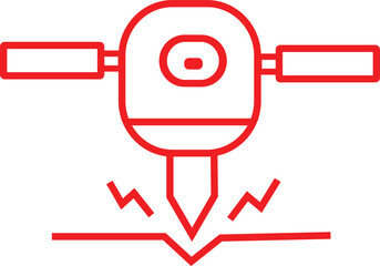 Red Jackhammer Construction Tool Icon