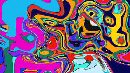 Colorful abstract psychedelic liquid and fluid background pattern