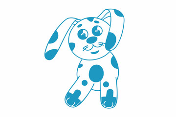 Naklejka premium Spotted blue bunny smiles while happily standing on a white background