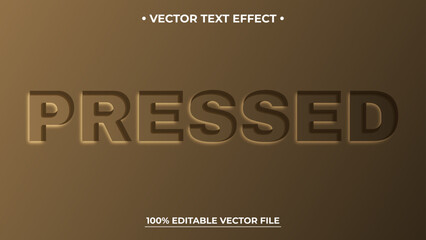 Detailed 3D PRESSED Text Effect with Illuminated Edges on Brown Background