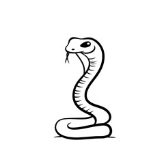 Fototapeta premium King Cobra. King Cobra simple black and white line art vector logo