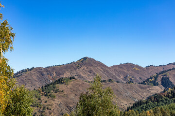 mountain landscape with blue sky and clouds