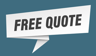 free quote banner. free quote speech bubble, label, sticker, sign template