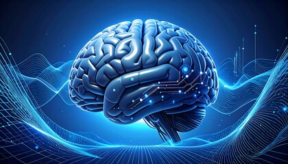 3D brain model with digital overlay