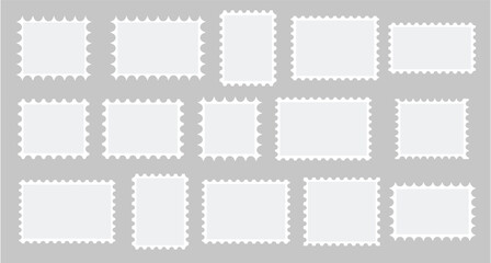 Obraz premium Blank Postage Stamp Set Template Collection Mail Frame Vector Illustration