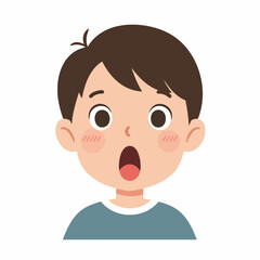Obraz premium Cartoon Surprised Little Boy with Open Mouth Facial Expression Portrait