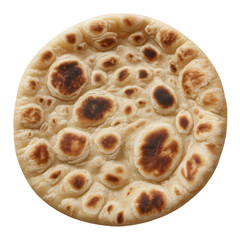 Single Round Roti on White Background with Texture